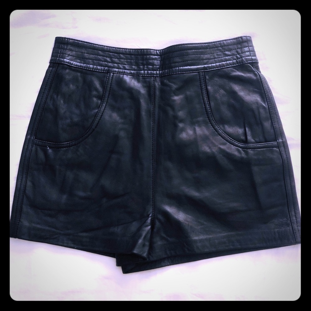 Leather high waisted shorts